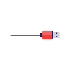 USB cable with a red connector for data transfer and charging.