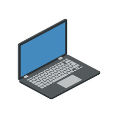 Isometric Laptop Computer with Blank Screen for Digital Content.