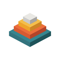 Isometric Pyramid Structure with Layers of Different Colors.