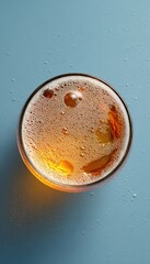 Top-Down View of Beer Glass on Minimalist Surface with Even Lighting