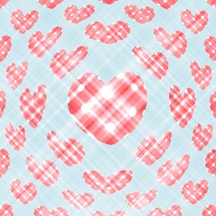 Blue Heart Strawberry Pattern