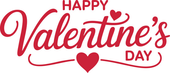 Lettering Happy Valentines Day banner. Valentines Day greeting card template with typography text happy valentine`s day and red heart and line on background. Vector illustration © BK2003