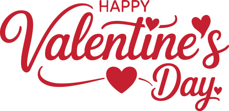 Lettering Happy Valentines Day banner. Valentines Day greeting card template with typography text happy valentine`s day and red heart and line on background. Vector illustration