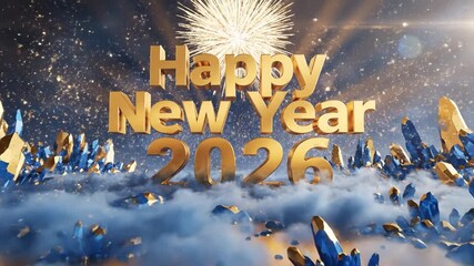Happy New Year 2026 gold festive background.