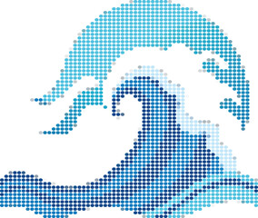 Blue Pixel Art Dolphin Jump