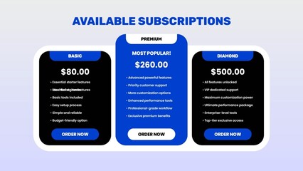 Pricing Comparison Box Subscription Infographic