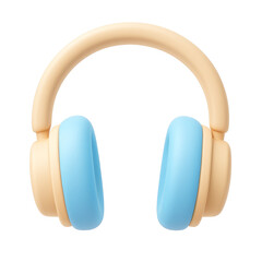 3D render, A minimalist, light beige and sky blue over-ear headphone with a sleek, smooth finish