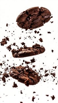 A delicious-looking chocolate cookie with a bite missing, perfect for  or food