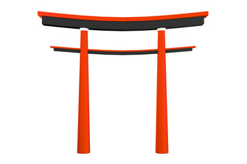 Illustration of Red and Black Torii Gate