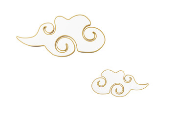 Decorative red Clouds with Golden Swirls