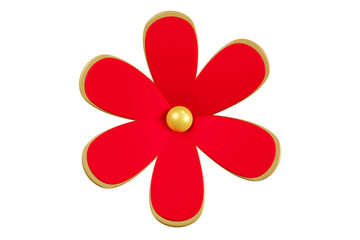 Illustration of Red Flower with Golden Trim