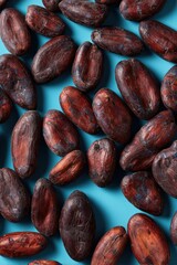 Obraz premium Isolated Fermented Cacao Beans on Seamless Background with Soft Rim Lighting