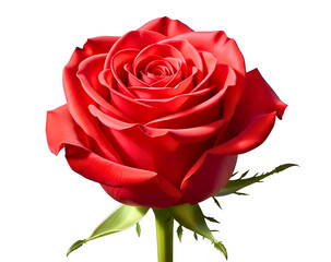 Naklejka premium Vibrant red rose in full bloom isolated on transparent background