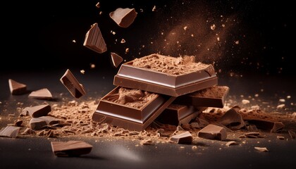 Delicious Bitten Chocolate Bar With Crumbs Falling