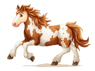 Obraz premium Playful abstract cartoon horse vector for children isolated on white background