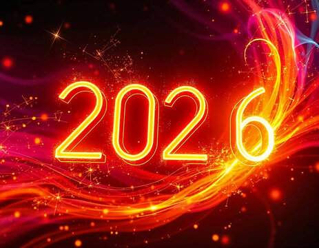 new year 2026 poster with yellow ligthning