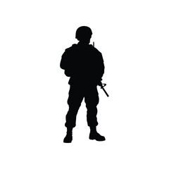 Us american soldier silhouette vector flat illustration design.