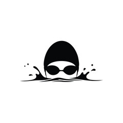 Logo swimmer silhouette vector flat illustration design.