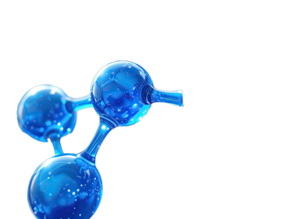 Artistic depiction of a multi-spherical structure, digitally rendered in translucent blue