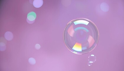 Close-up of iridescent soap bubbles against blurred background,  macro photography,  colorful