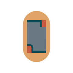 Abstract geometric shape with rounded corners and color blocks.