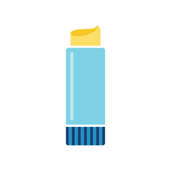 Blue and Yellow Lip Balm Stick Isolated on White Background.