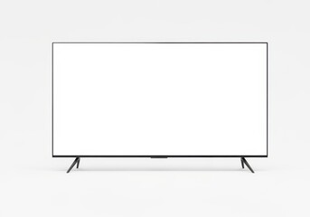 Modern flat screen television display isolated on off white background
