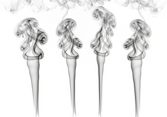Four abstract smoke trails isolated on white background