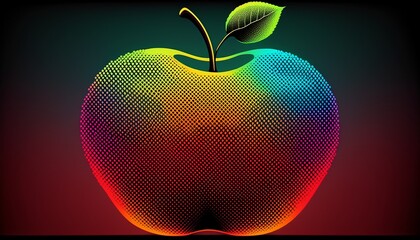 halftone dots pattern of an apple with gradient color