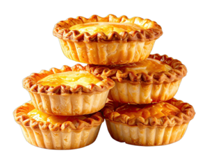 Stacked, golden-crusted pastries filled with a creamy, yellow center