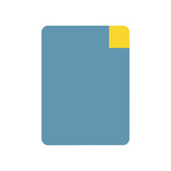 Minimalist blue document icon with a yellow corner tab.