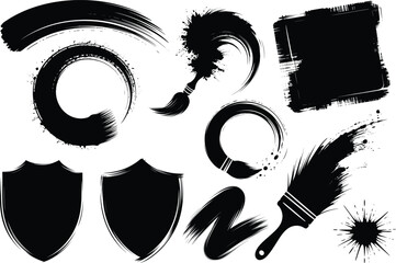 Artistic Grunge Brush Paint Silhouette with Distress Effect