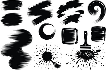 Rough Ink and Grunge Brush Stroke Silhouette Texture