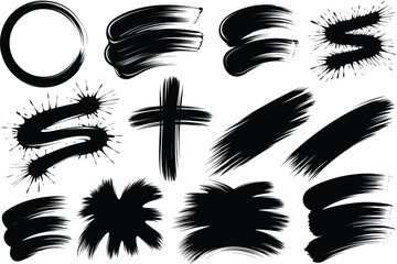 Distorted Grunge Brush Silhouette with Rough Paint Texture