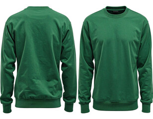 A classic crewneck sweatshirt displayed back and front in vibrant, solid green