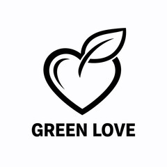 Green Love Heart Logo Design Element.
