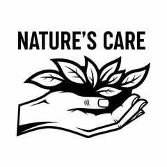 Hand holding a small plant illustration.