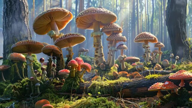Enchanted mushrooms in a mystical forest