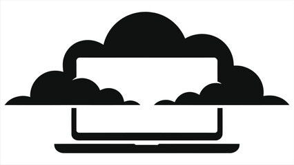 Cloud-based learning concept icon. Laptop screen merging with cloud symbolizing online education, remote studying, and digital data storage. Vector illustration for e-learning and internet technology.
