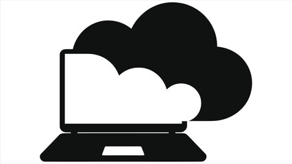 Cloud based e learning concept video illustration, online education laptop in cloud icon, digital training platform, remote study, virtual classroom, internet course streaming