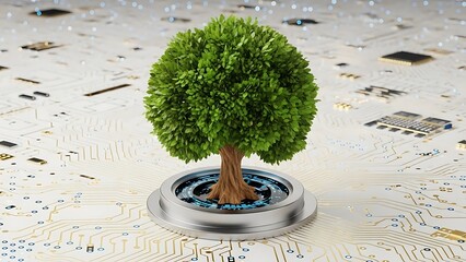 Digital tree growing from circuit board