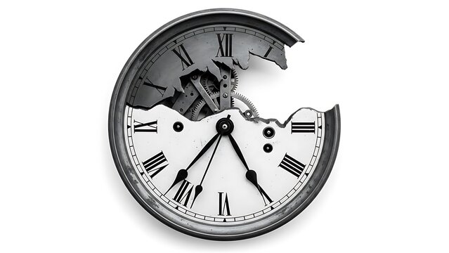 Broken clock face