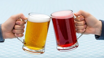Friends toasting with beer mugs