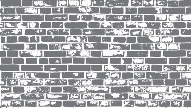 Gray weathered brick wall texture with white mortar in