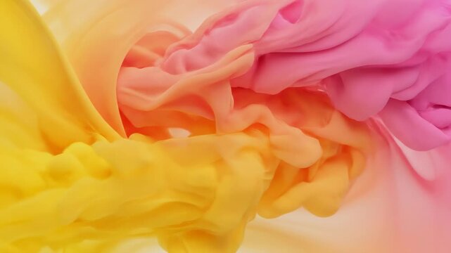 Seamlessly looping abstract motion graphic background featuring vibrant yellow and soft pink fluid gradient flows ideal for presentations color, business, pink