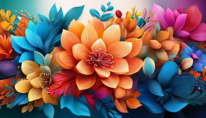 Vibrant Artistic Floral Illustration Wallpaper High Resolution Picture