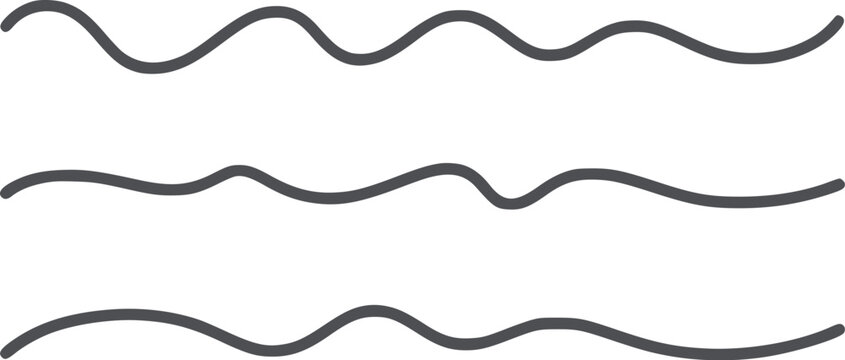 Three parallel wavy lines in black outline wave