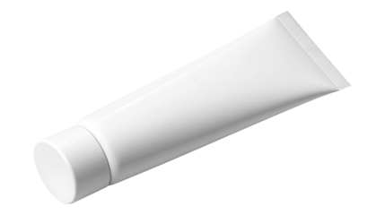 White cosmetic tube on black background for skincare product branding