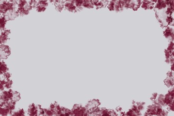 Obraz premium Abstract burgundy watercolor frame with paint splatter border on gray background