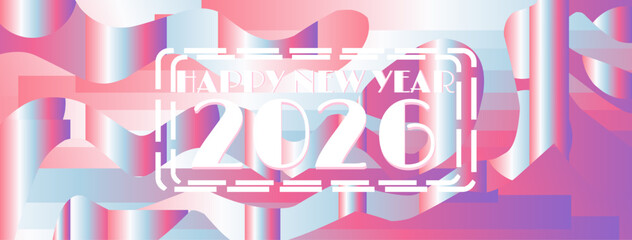 Colorful Gradient Happy New Year 2026 Modern Abstract Art  